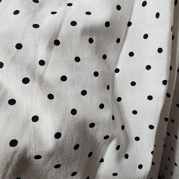 Vintage White Pin Up Polka Dot Belted Dress With Buttons Red Trim - Picture 7 of 10